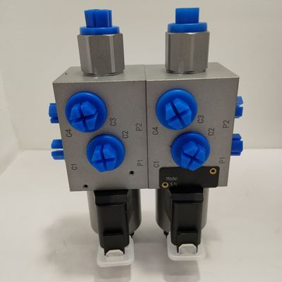 36W इलेक्ट्रिक हाइड्रोलिक सोलेनोइड वाल्व 12v 6 रास्ता 2 स्थिति डबल वाल्व
